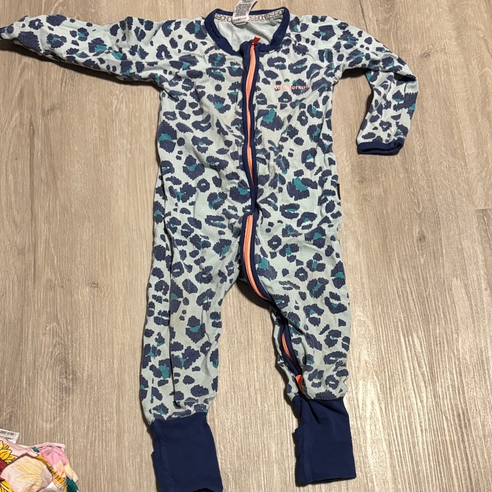 Bonds Blue and Navy Leopard Kids Footie